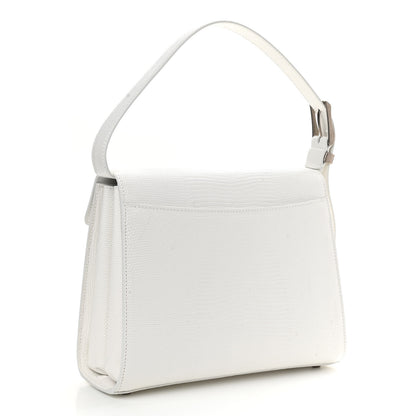 Balenciaga Patent Calfskin Lizard Embossed Medium Ghost Shoulder Bag Optic White 3 of 12