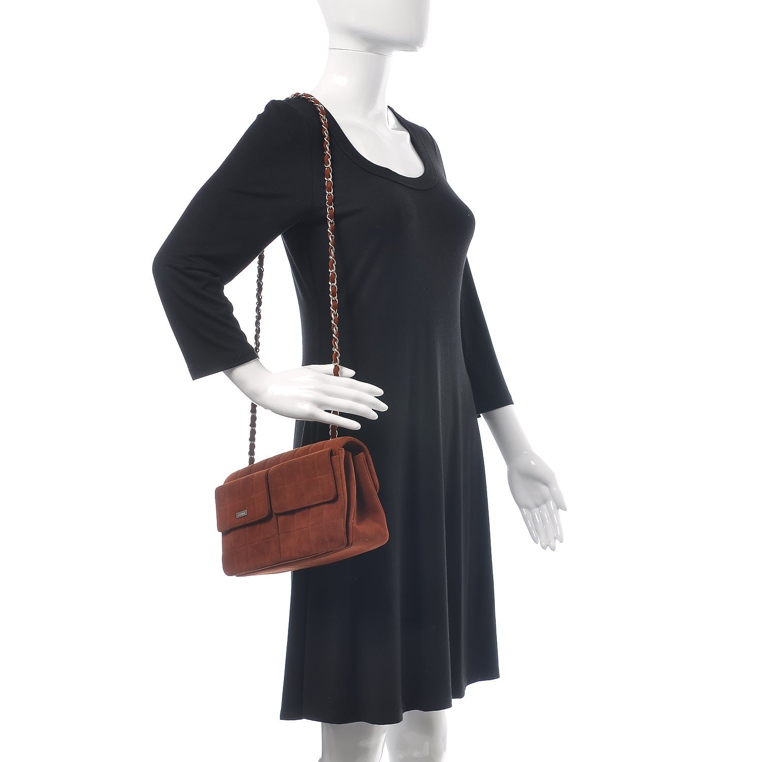 Chanel Suede Chocolate Bar Mademoiselle Flap Dark Orange 2 of 7