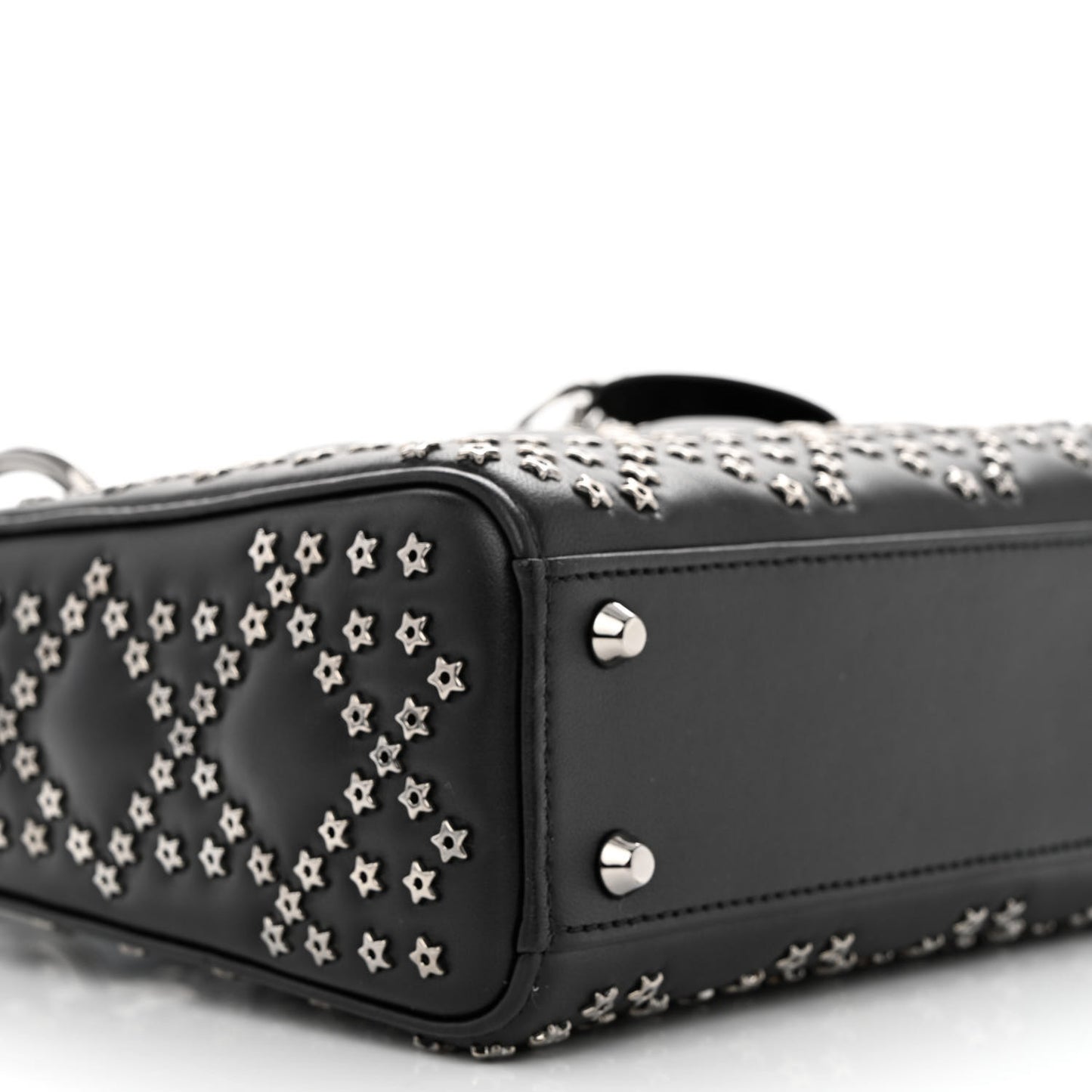 Lambskin Cannage Lucky Star Studded Mini Lady Dior Black Black