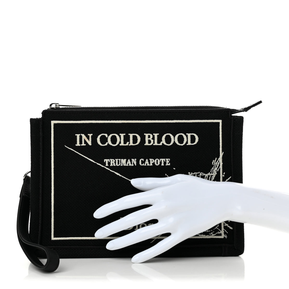 Cotton Canvas A5 Capote Pouch Wristlet Black White