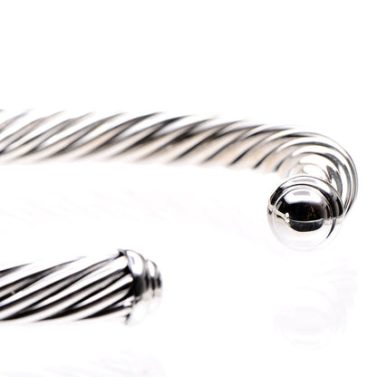 David Yurman Sterling Silver Diamond 7mm Cable Buckle Cuff Bracelet 4 of 6