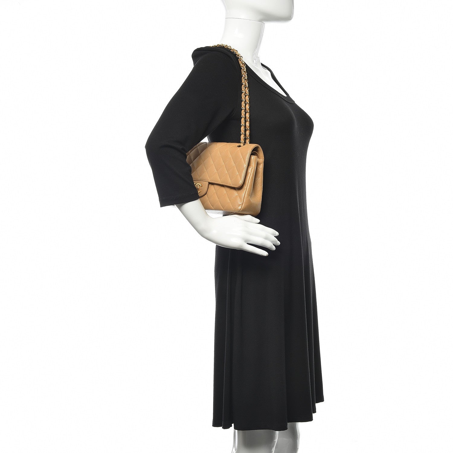 Chanel Caviar Quilted Medium Double Flap Beige 2 of 25
