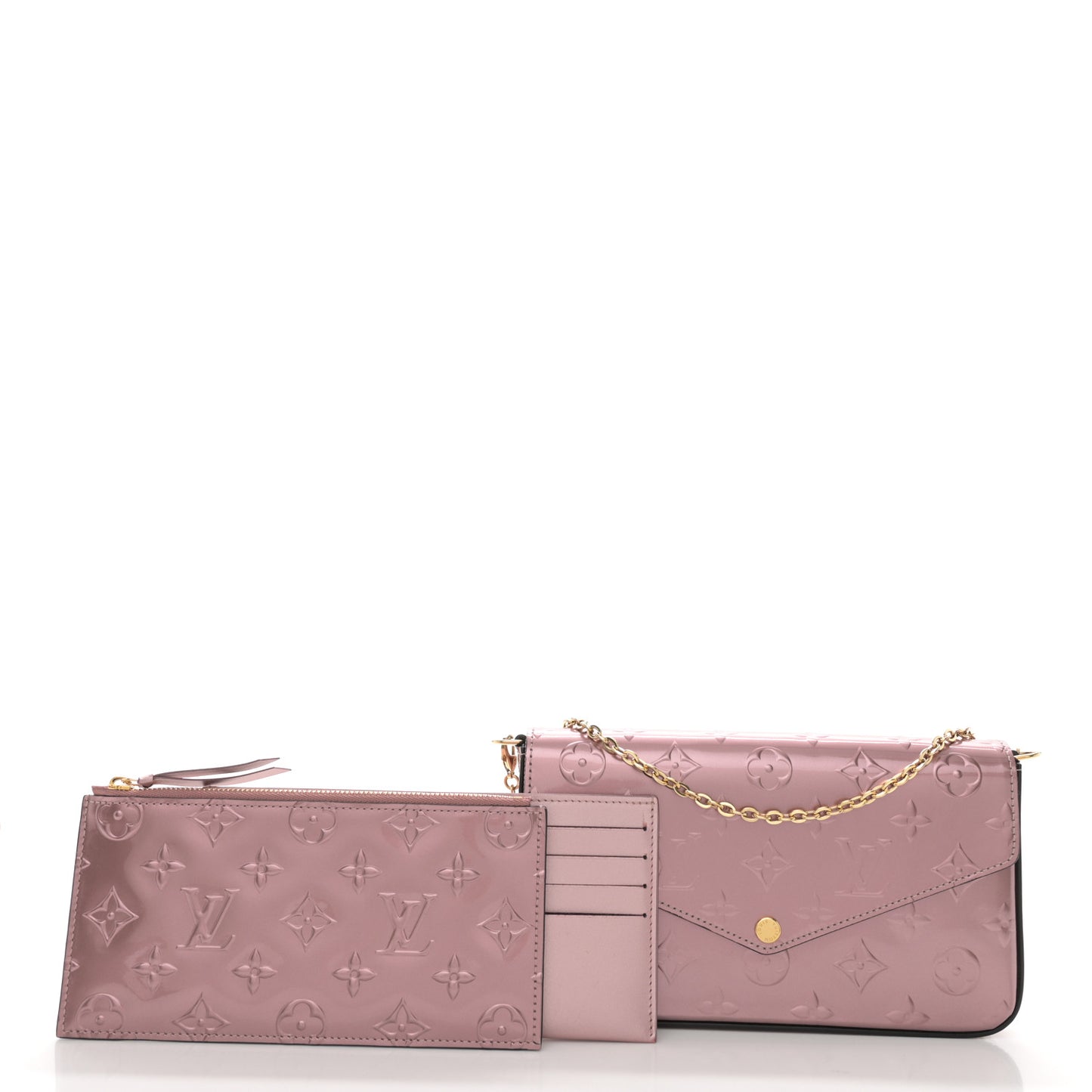 Vernis Pochette Felicie Chain Wallet Metallic Pale Pink