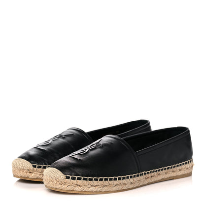 Saint Laurent Lambskin Monogram Espadrilles 38 Black 3 of 9