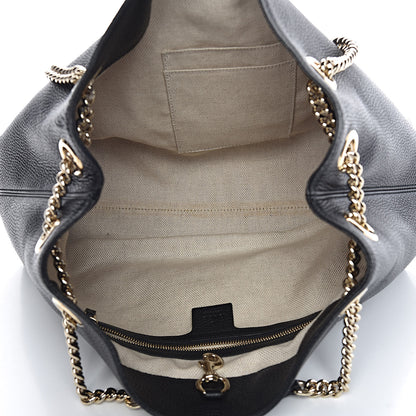 Gucci Pebbled Calfskin Medium Soho Chain Shoulder Bag Black 5 of 12