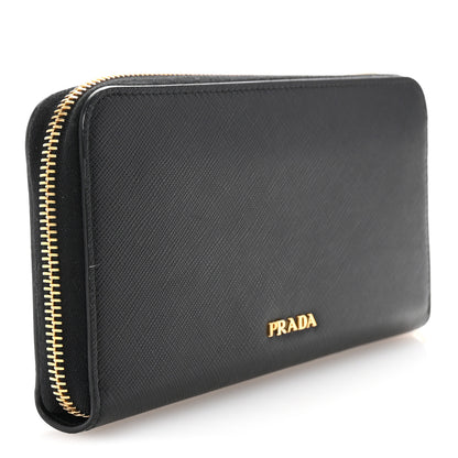 Prada Saffiano Metal Zip Around Wallet Black 3 of 7