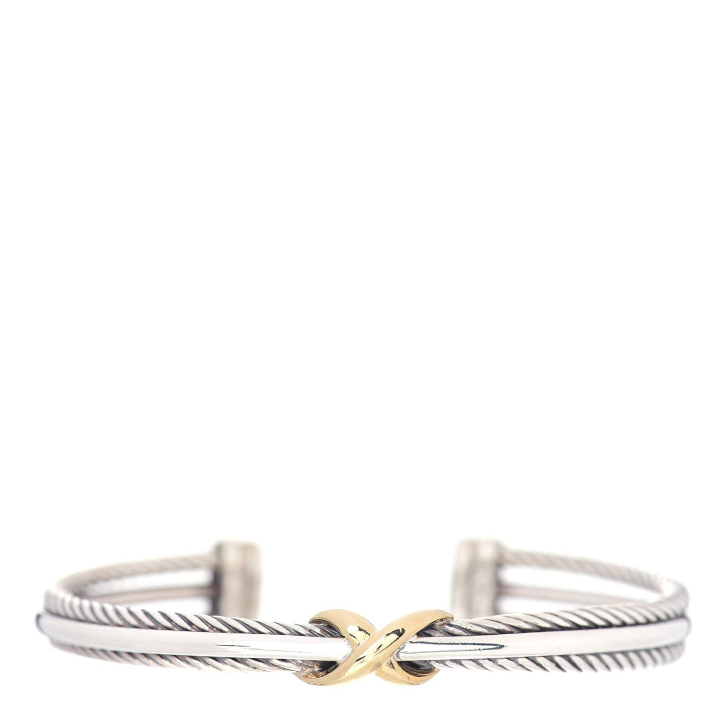 Sterling Silver 18K Yellow Gold 7mm Crossover X Bracelet