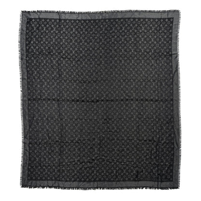 Louis Vuitton Silk Lurex Wool Monogram Shine Shawl Black 1 of 4