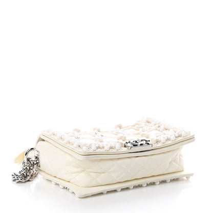 Chanel Lambskin Crystal Beads Embellished Medium Boy Flap White 3 of 9