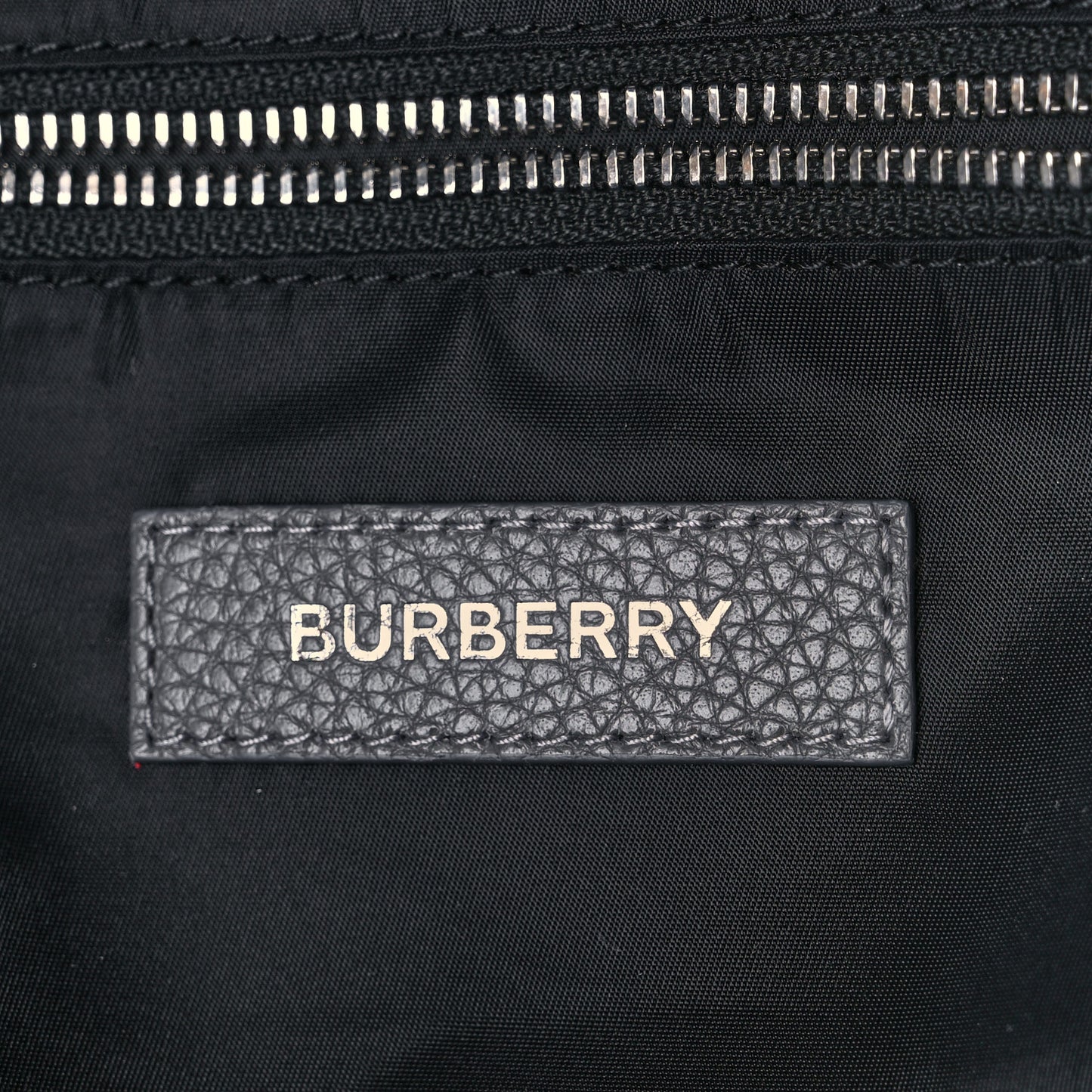 Calfskin Logo Embossed Backpack Charcoal Grey