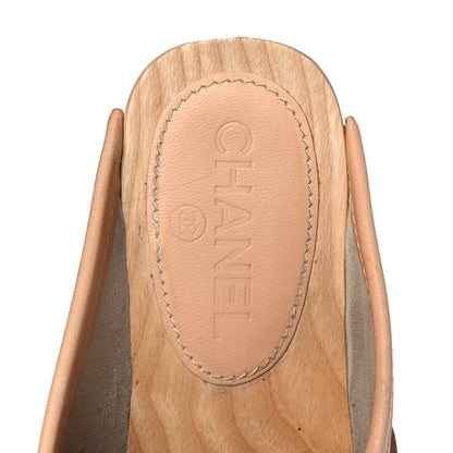 Chanel Calfskin Cut Out CC Turn Lock Clogs 39 Beige 7 of 7