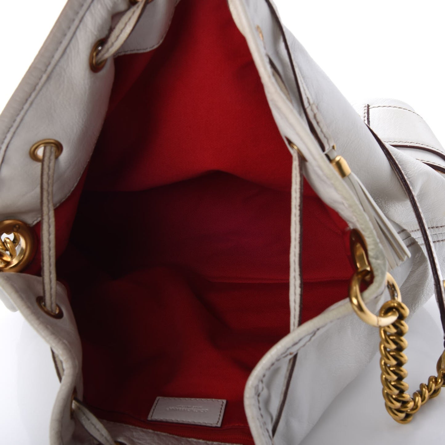 Calfskin Drawstring Bucket Shoulder Bag White