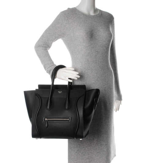 Drummed Calfskin Mini Luggage Black