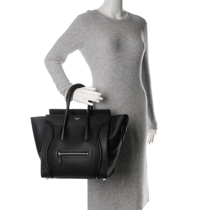 Celine Drummed Calfskin Mini Luggage Black 2 of 7