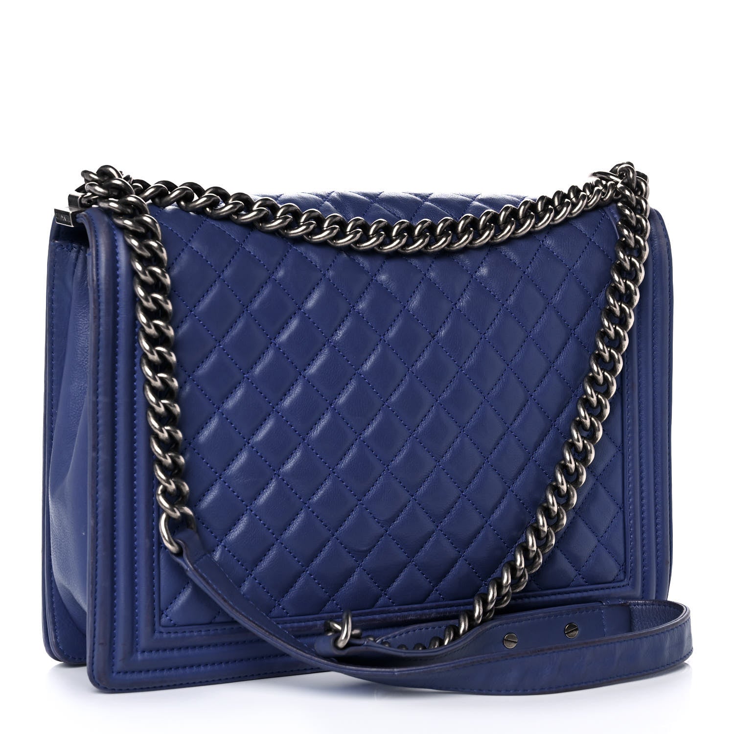 Chanel Calfskin Quilted Large Boy Flap Blue 3 of 13