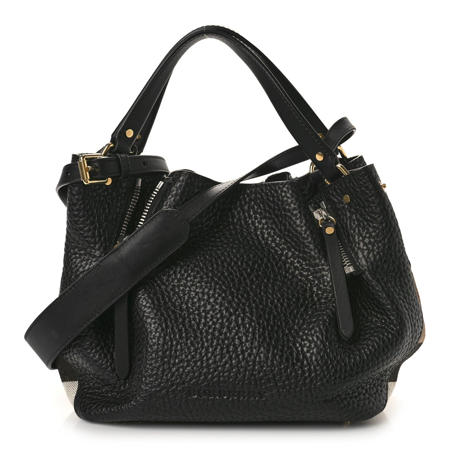 Grainy Calfskin House Check Small Maidstone Black