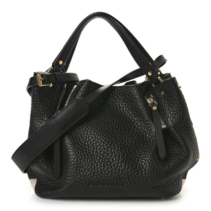 Burberry Grainy Calfskin House Check Small Maidstone Black 1 of 8
