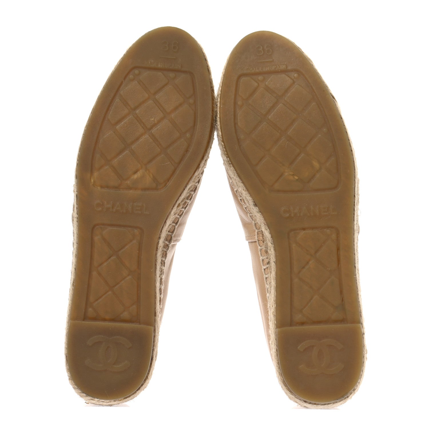 Chanel Lambskin CC Espadrilles 36 Beige Black 5 of 9