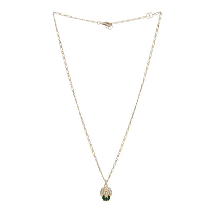 Gucci 18K Yellow Gold Diamond Chrome Diopside Lion Head Necklace 2 of 4