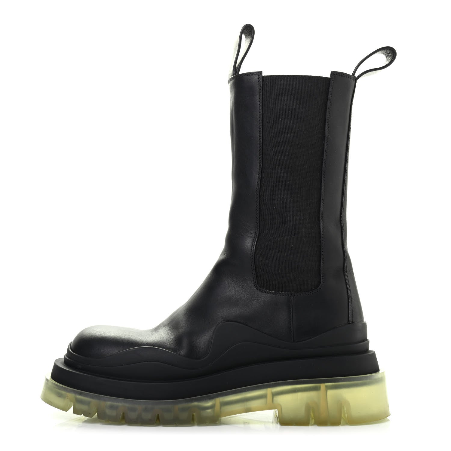 Bottega Veneta Calfskin The Tire Chelsea Boots 35.5 Black Transparent 1 of 13