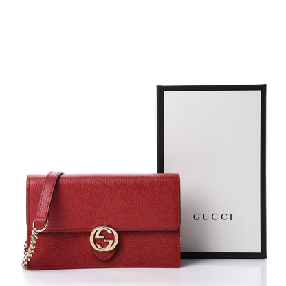Gucci Dollar Calfskin Interlocking G Chain Wallet Red 11 of 11