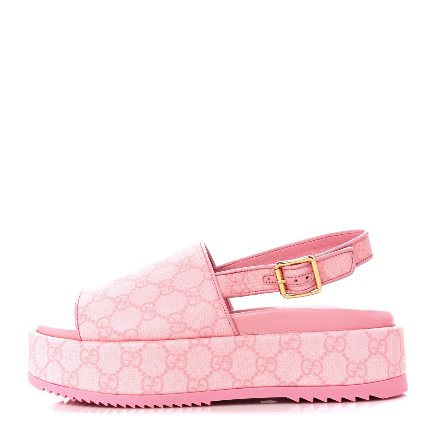 GG Supreme Monogram Granada Kid Angelina Platform 35mm Slingback Sandals 39.5 Cotton Candy Dark Cotton Candy Wild Rose