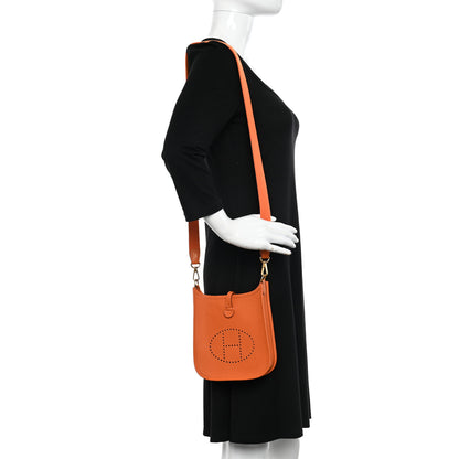 Hermes Taurillon Clemence Evelyne TPM Orange 2 of 11