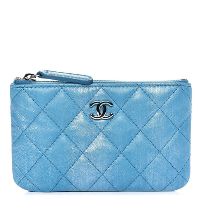 Chanel Metallic Lambskin Small Cosmetic Case Turquoise 1 of 10