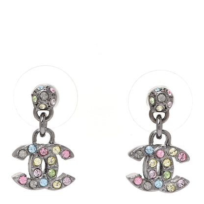 Chanel Crystal CC Drop Earrings Silver Multicolor 1 of 5