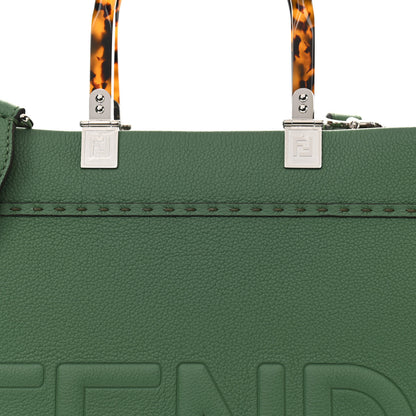 Fendi Vitello Cher Plexiglass Logo Debossed Medium Fendi Sunshine Shopper Tote Verde Islanda 8 of 10