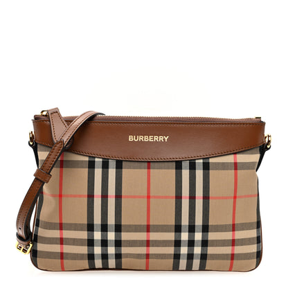 Burberry Horseferry Check Peyton Crossbody Clutch Bag Malt Brown 1 of 9