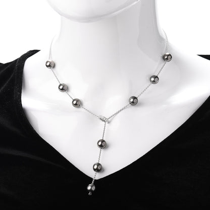 Mikimoto 18K White Gold Diamond Grey South Sea Pearl 8mm Pearls In Motion Necklace 2 of 4