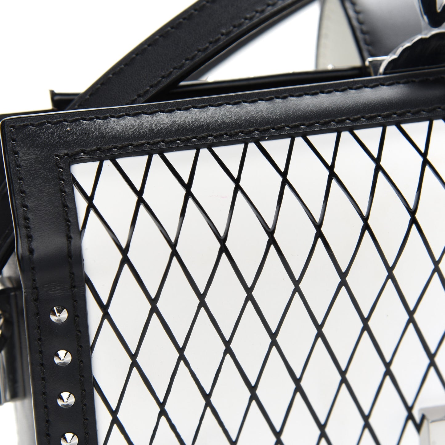 Calfskin Polke Stud Rombi Mini Mitte Crossbody White Black