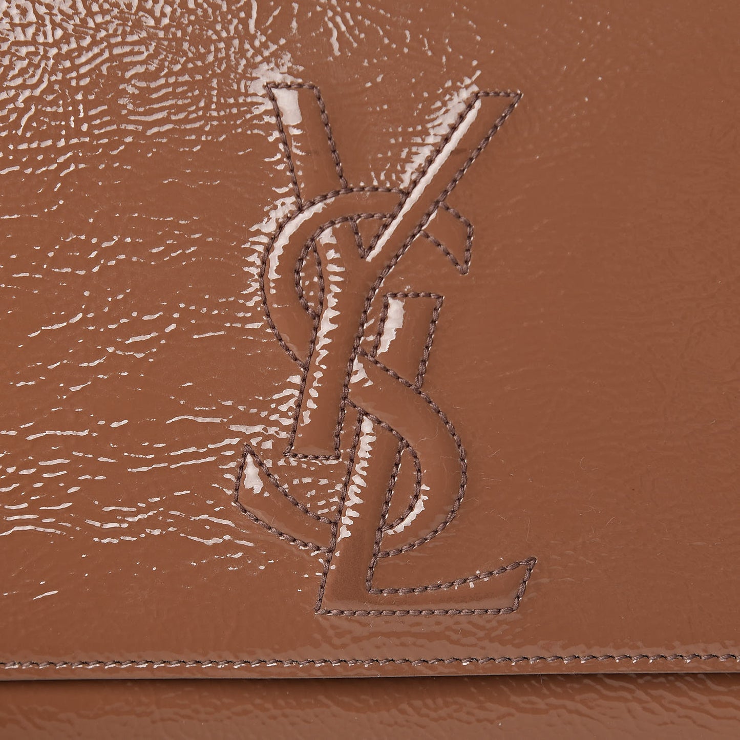 Textured Patent Calfskin Monogram Large Belle De Jour Clutch Nude