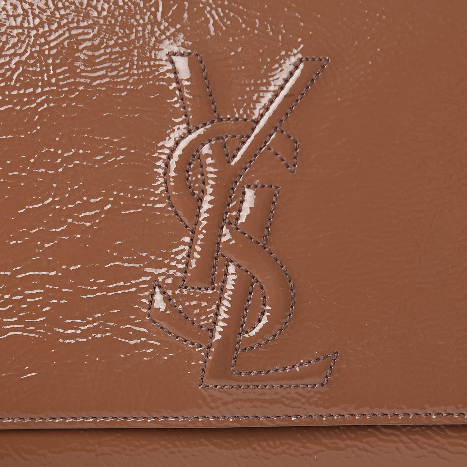 Saint Laurent Textured Patent Calfskin Monogram Large Belle De Jour Clutch Nude 11 of 11