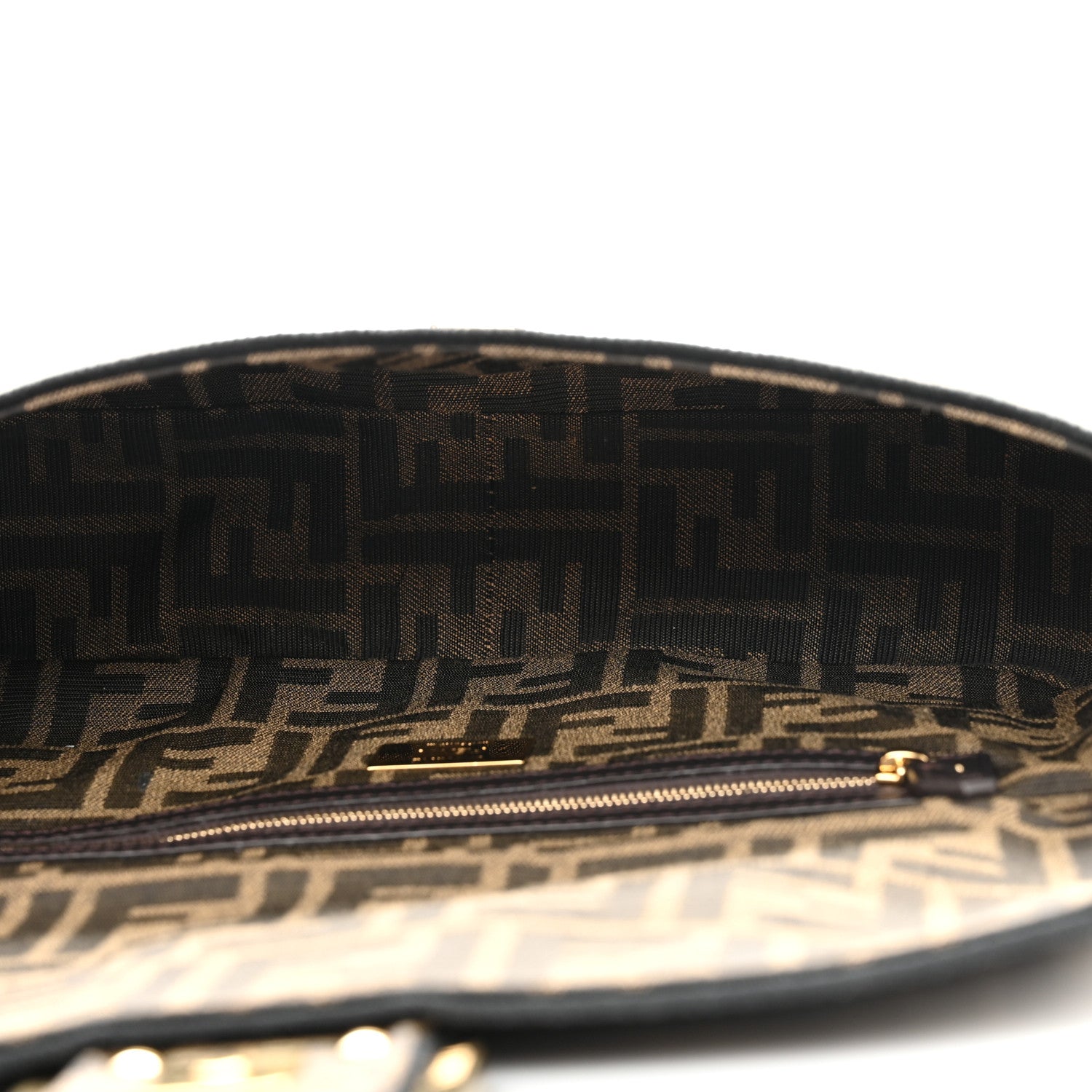 Fendi Fabric Jacquard FF 1974 Medium Baguette Tobacco Moro Black 5 of 11