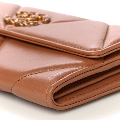Chanel Lambskin Quilted Chanel 19 Flap Wallet Brown 11 of 21