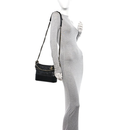 Chanel Aged Calfskin Quilted Medium Gabrielle Logo Hobo Black 2 of 11