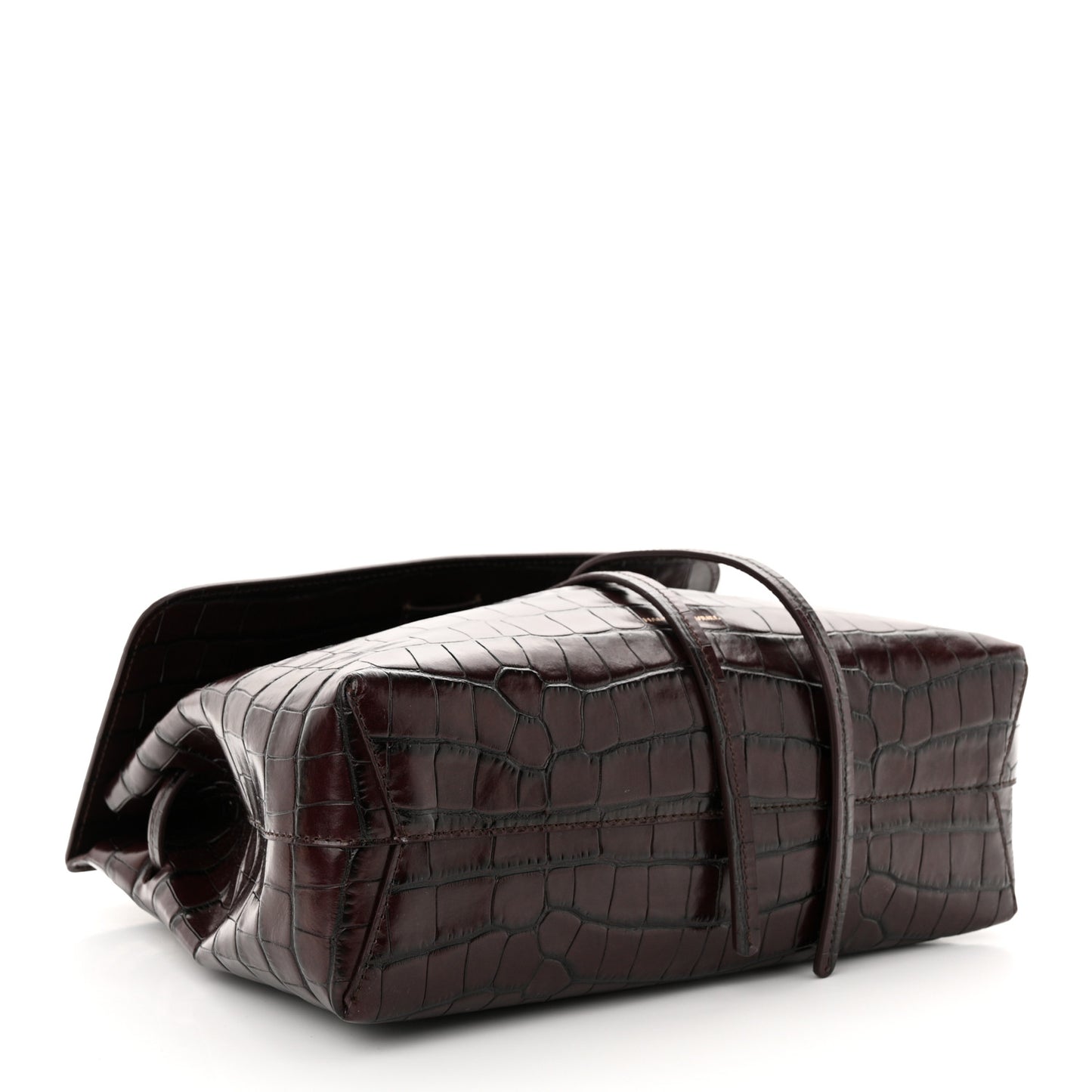 Calfskin Crocodile Embossed Lady Bag Burgundy