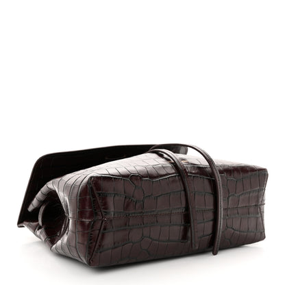 Mansur Gavriel Calfskin Crocodile Embossed Lady Bag Burgundy 4 of 9