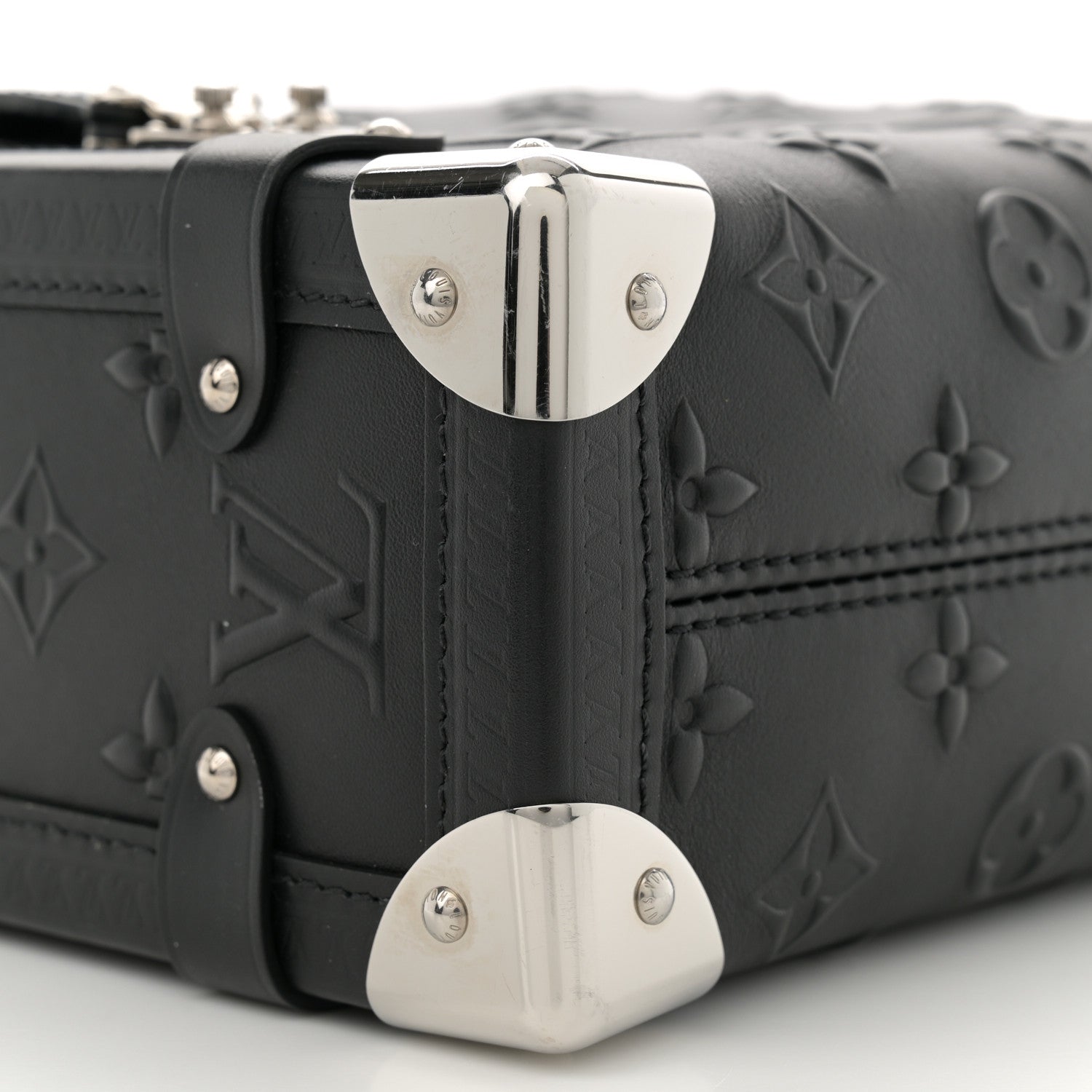 Louis Vuitton Calfskin Debossed Monogram Side Trunk Black 8 of 9
