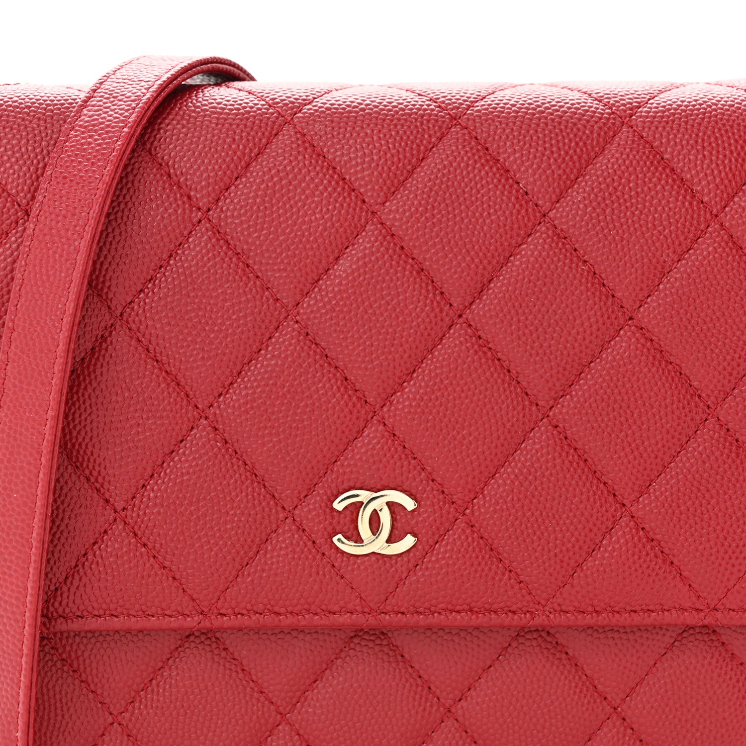 Chanel Caviar Quilted Square Wallet On Chain WOC Dark Red 9 of 17