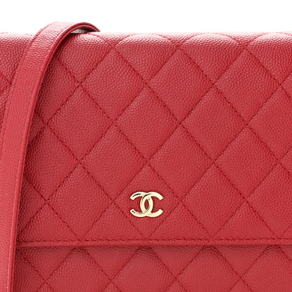 Chanel Caviar Quilted Square Wallet On Chain WOC Dark Red 9 of 17
