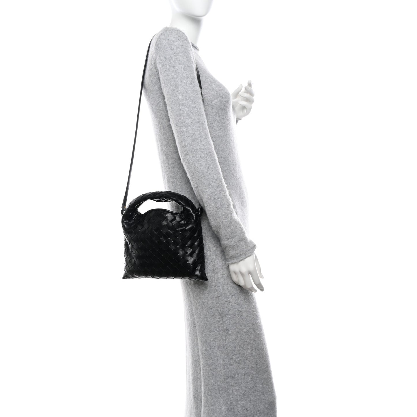 Calfskin Intrecciato Mini Hop Black
