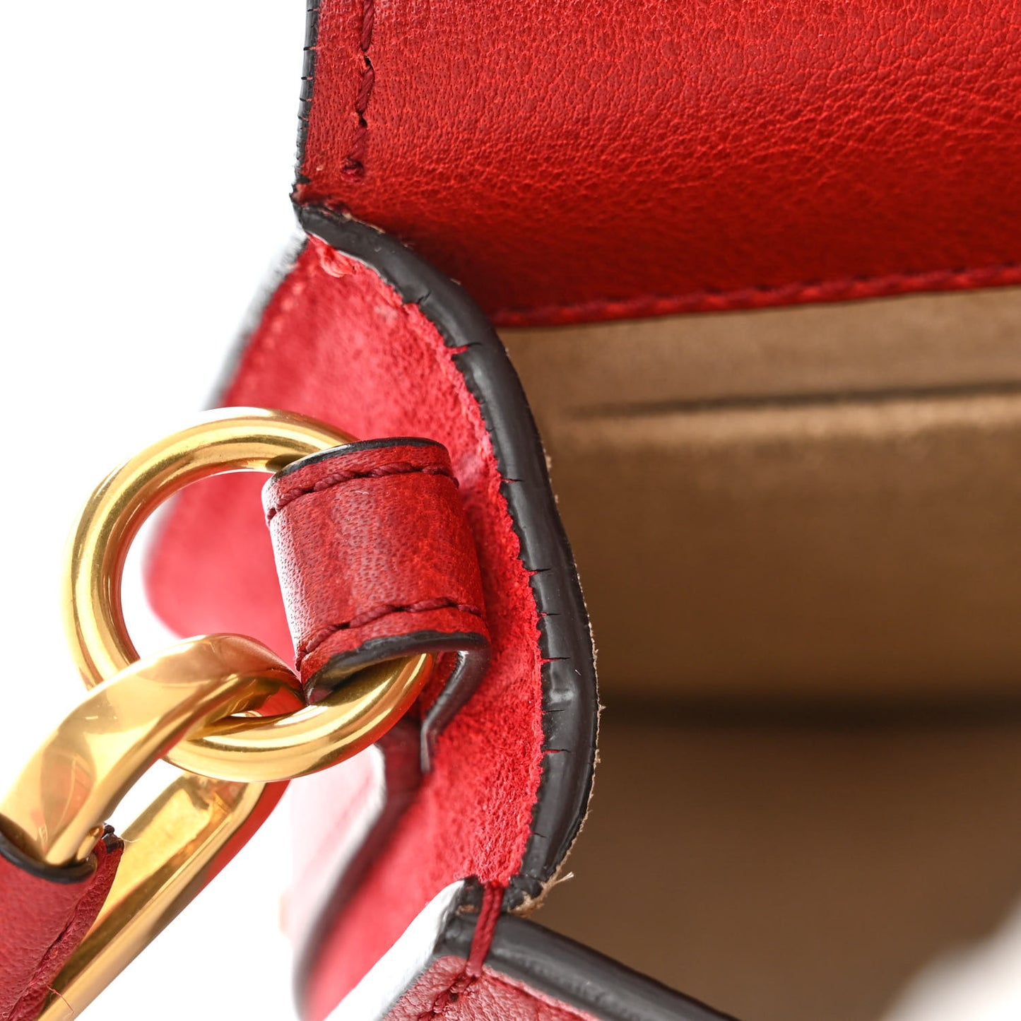 Calfskin Suede Small Nile Bracelet Bag Sepia Red