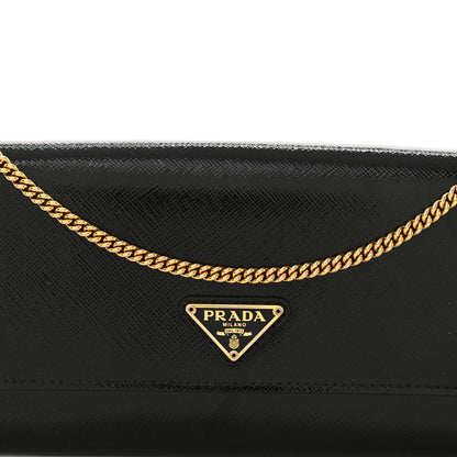 Prada Saffiano Vernice Triangle Chain Wallet Black 7 of 11
