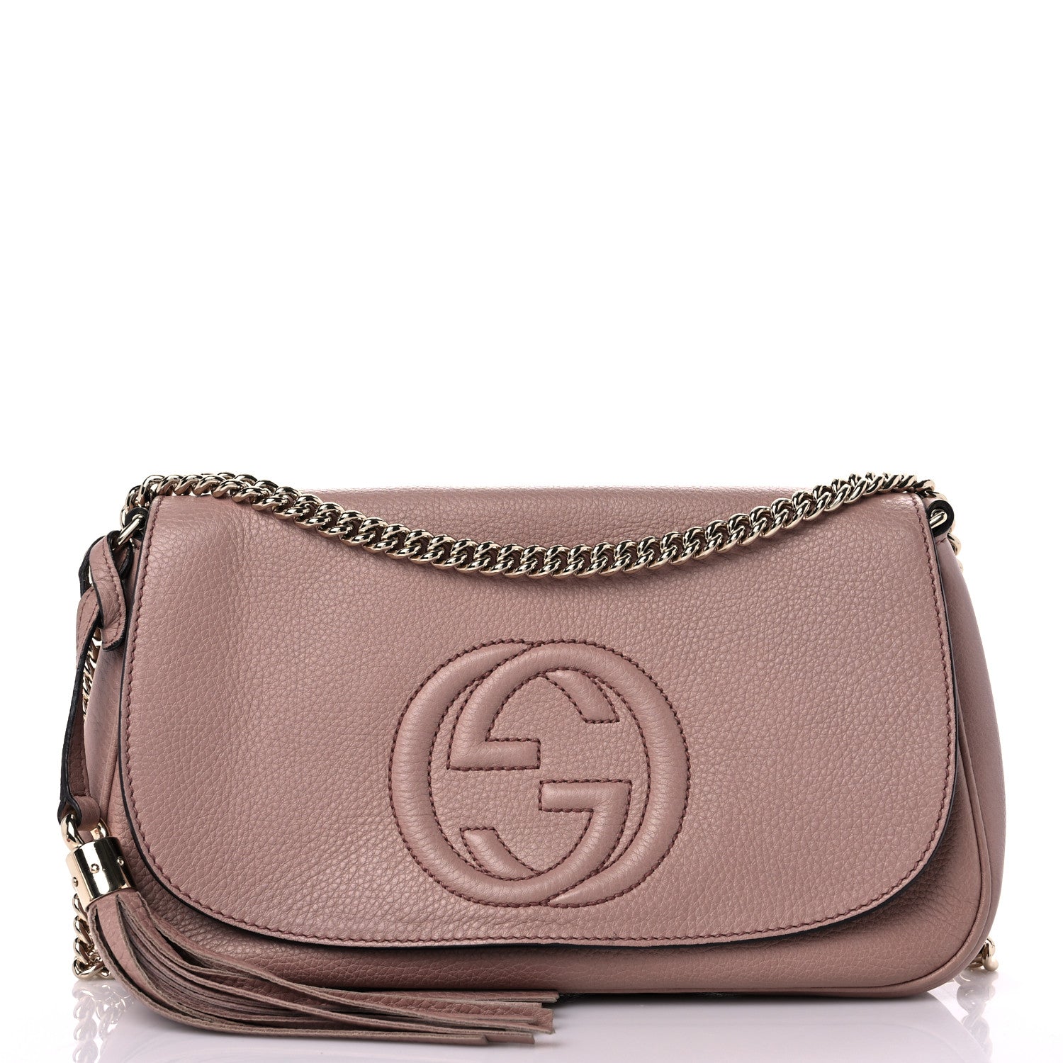 Gucci Pebbled Calfskin Medium Soho Flap Crossbody Pale Pink 1 of 9