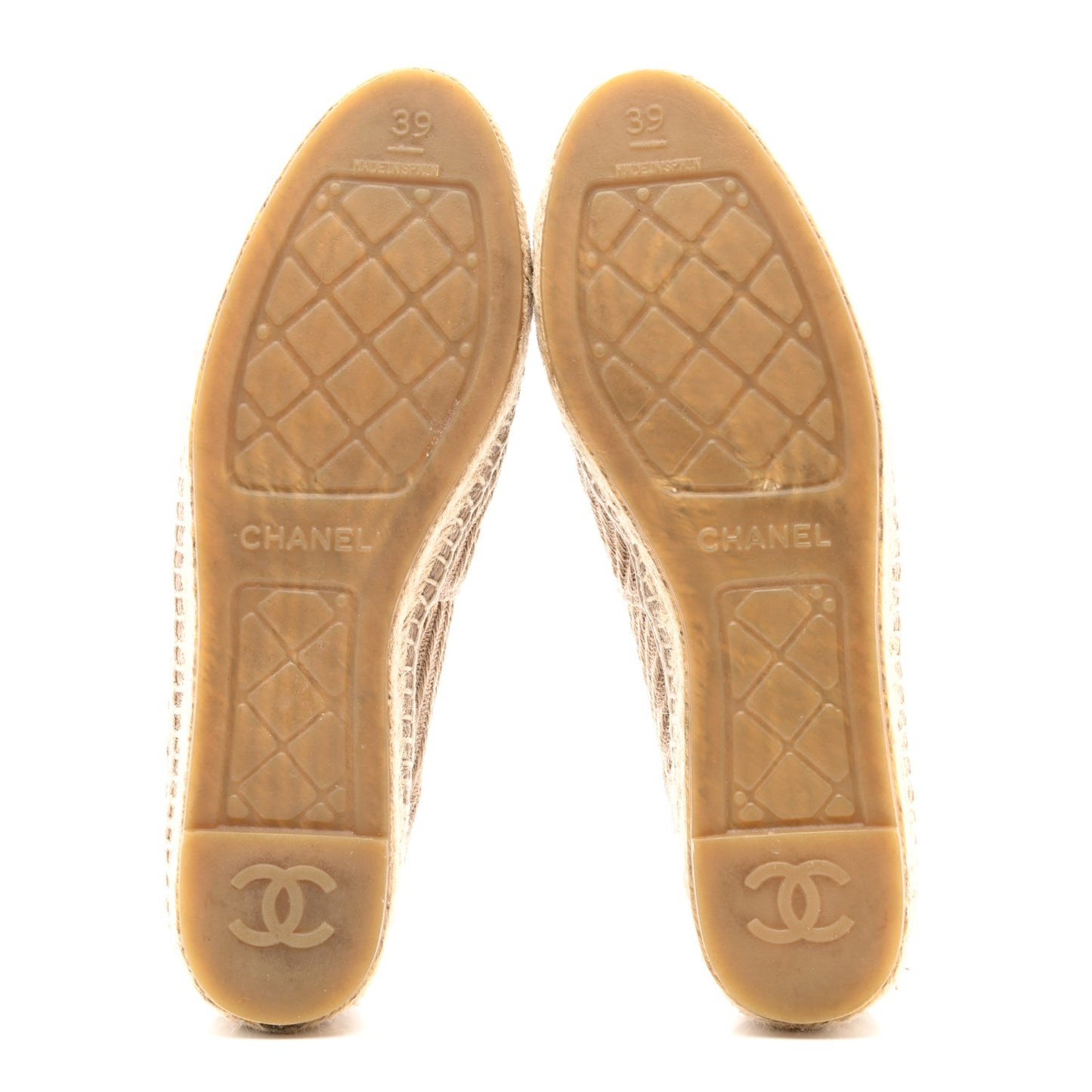 Tweed Grosgrain CC Espadrilles 39 Beige Black
