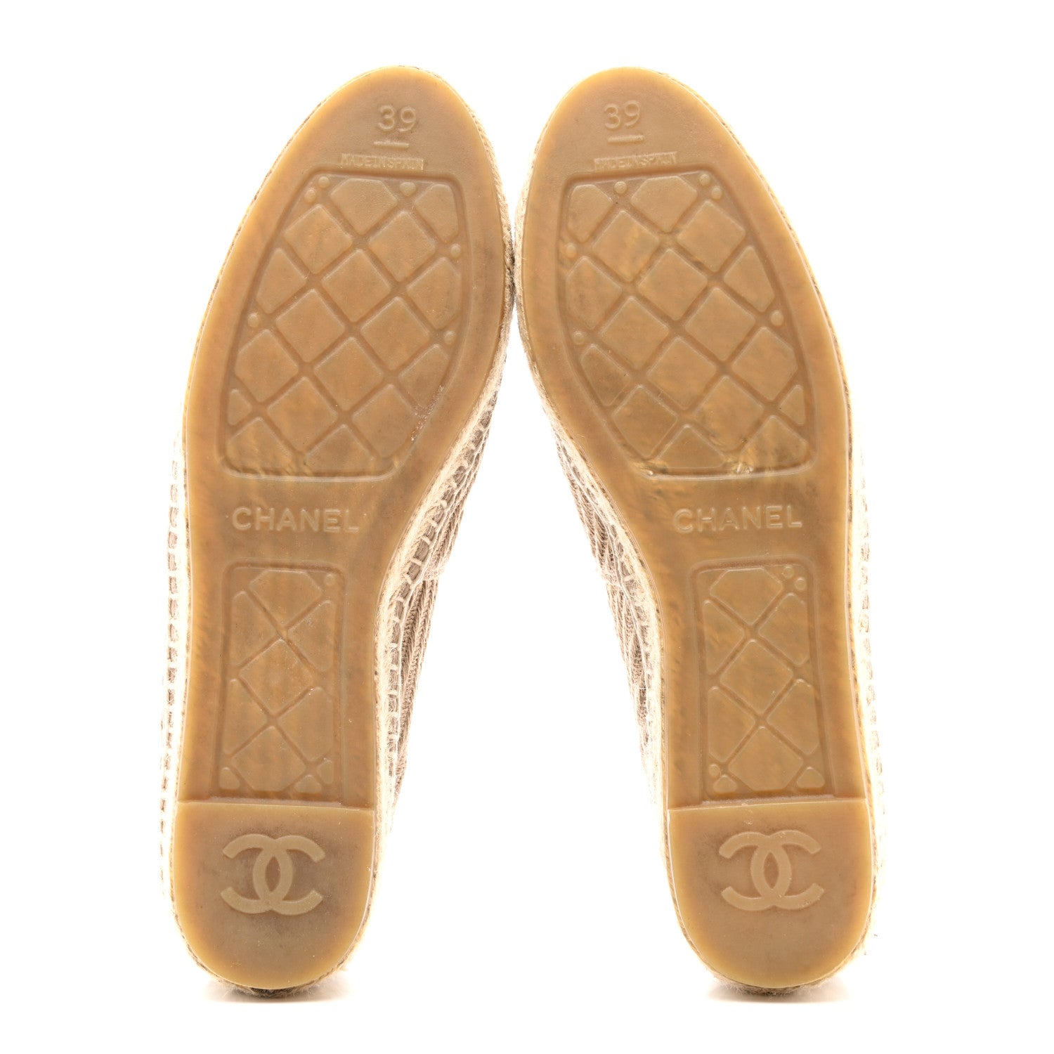 Chanel Tweed Grosgrain CC Espadrilles 39 Beige Black 5 of 12