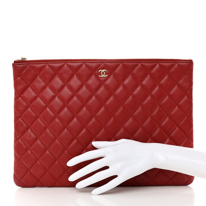 Chanel Lambskin Quilted Large Cosmetic Case Red 2 of 7
